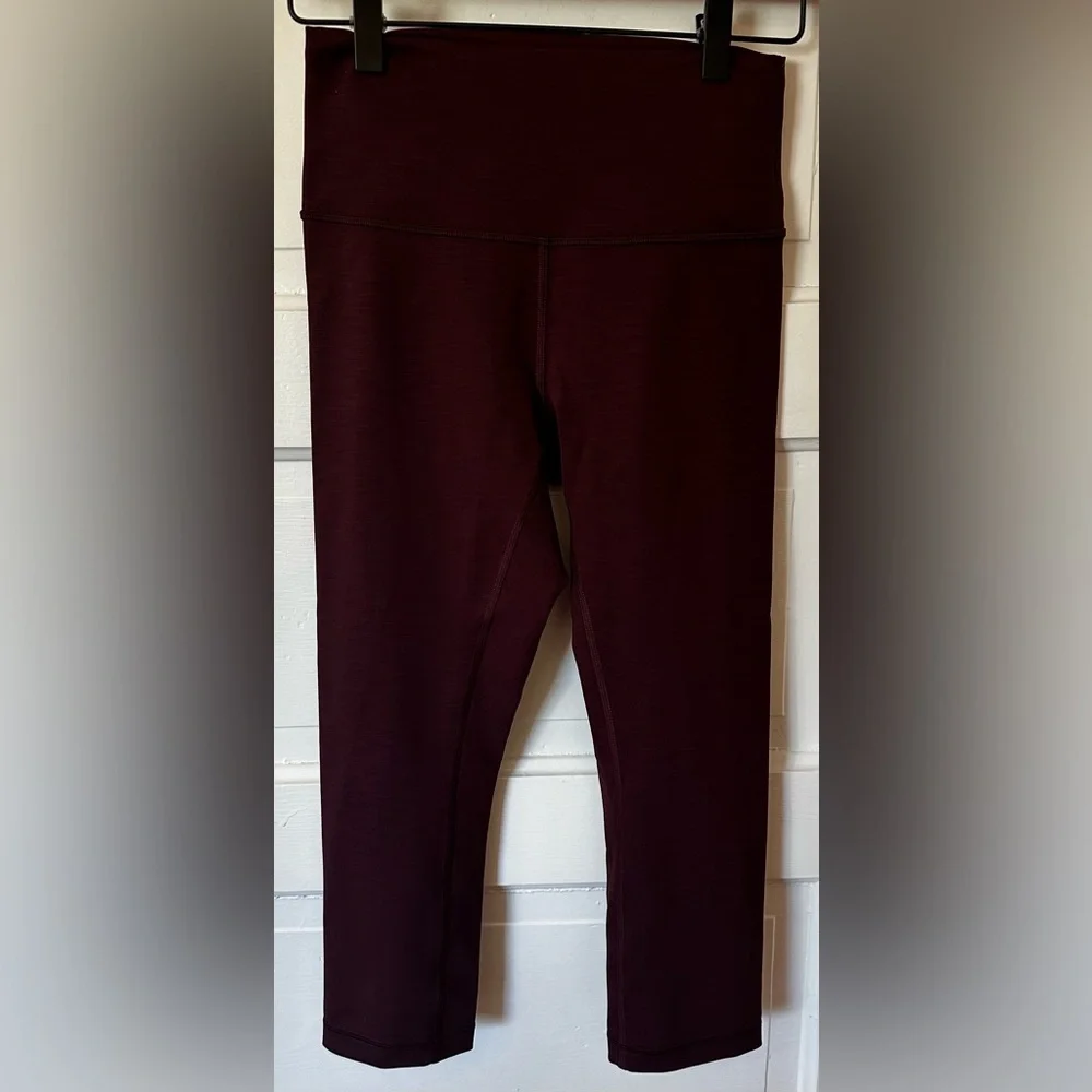 Lululemon Wunder Train High-Rise Crop 21" Heathered Cassis Sz 6 - Picture 2 of 7